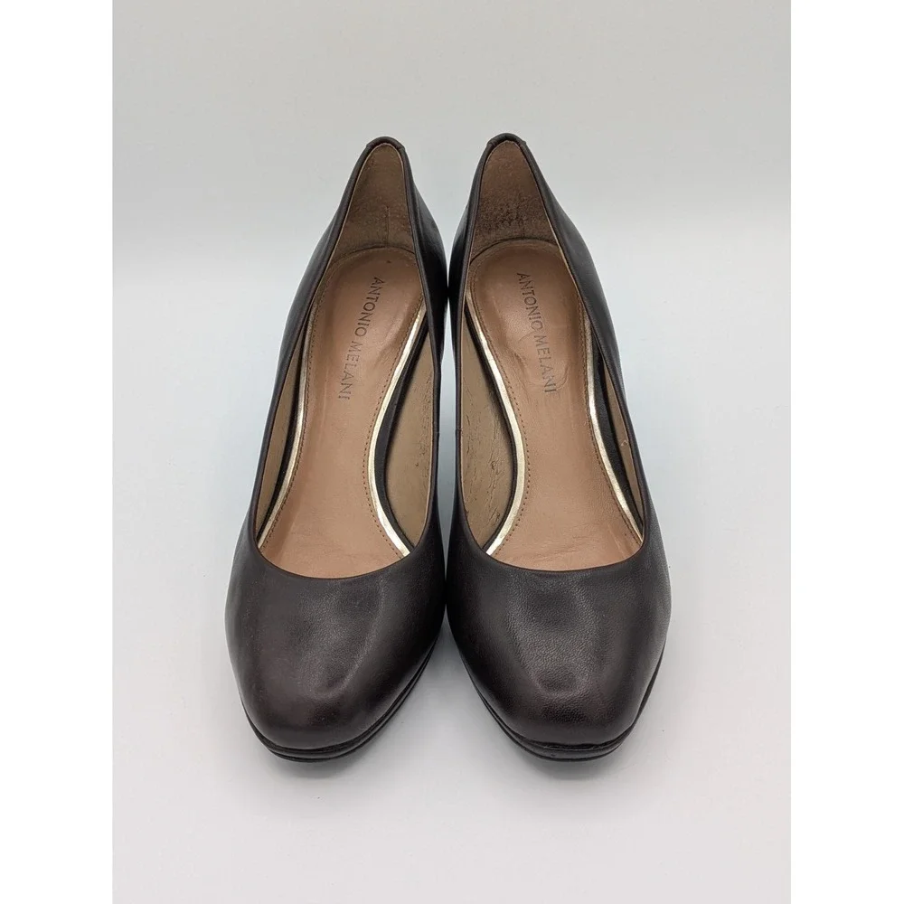 Antonio Melani Leather Platform Pumps 7 Chic Brownish Black Professional Classic
